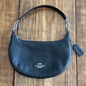 Coach mini Payton Black pebble leather bag silver